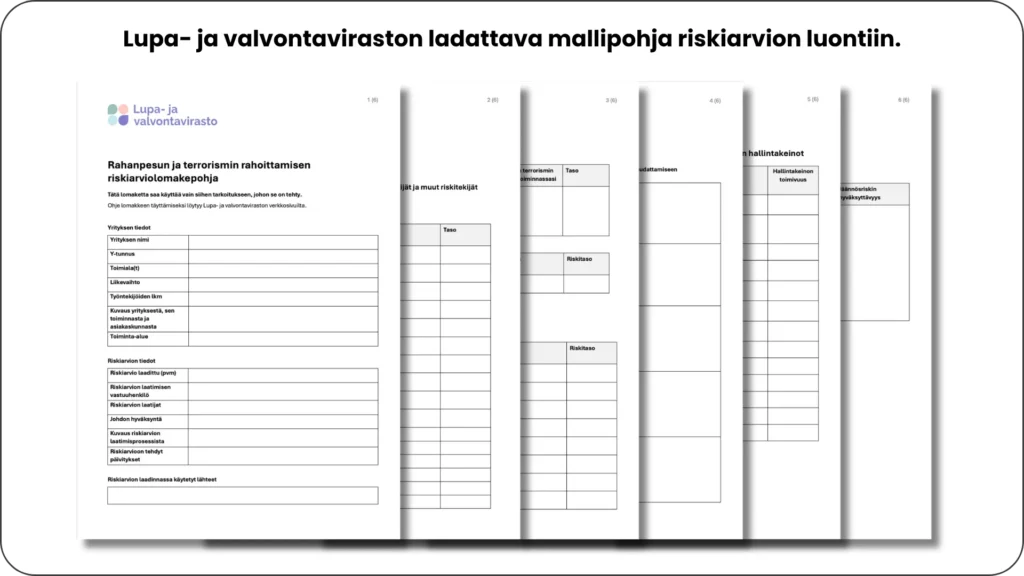 Lupa- ja valvontaviraston ladattava mallipohja riskiarvion luontiin.